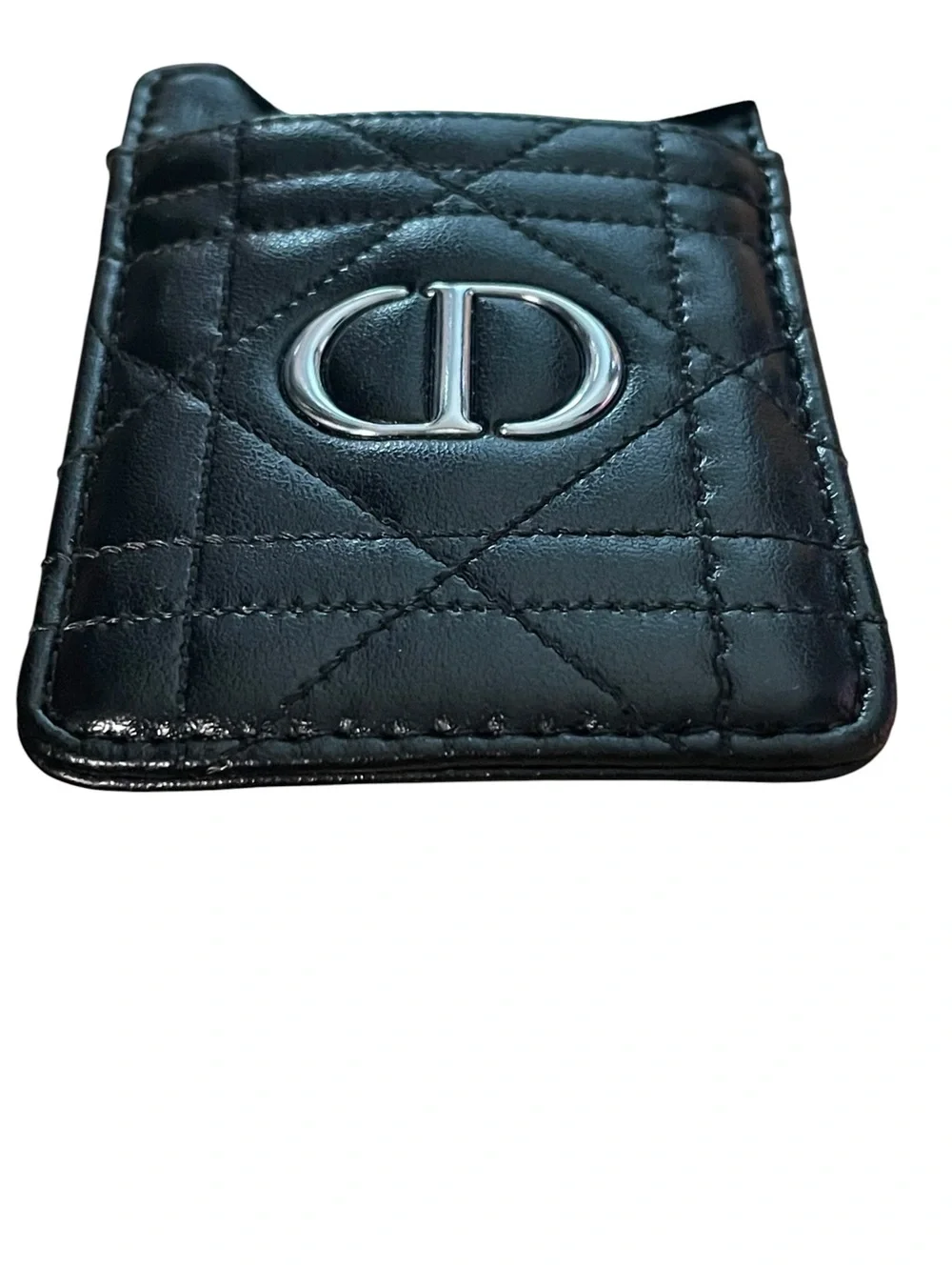 Dior Black Quilted CD Logo Phone Card Holder Wallet